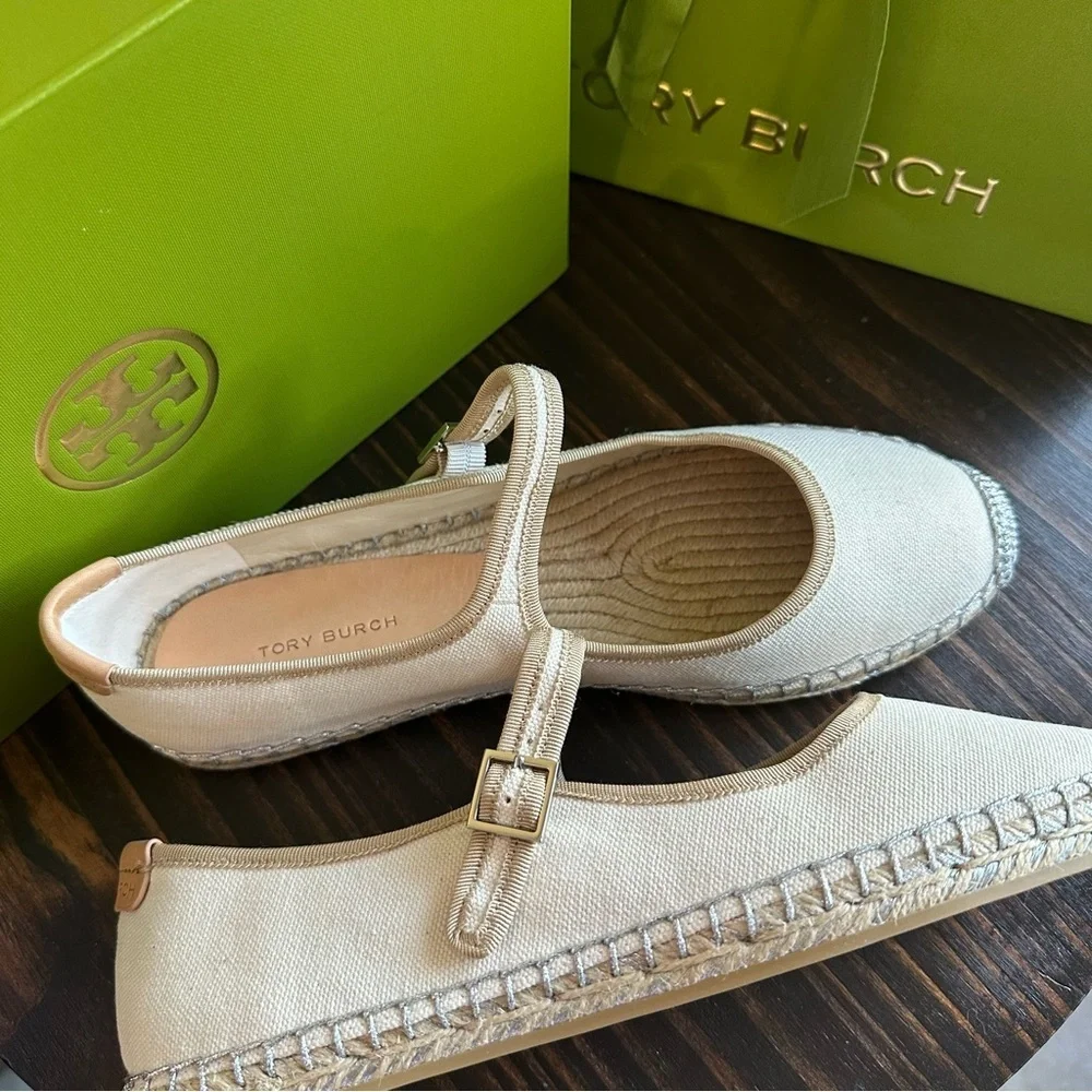 Tory Burch Cream Espadrille Mary flats